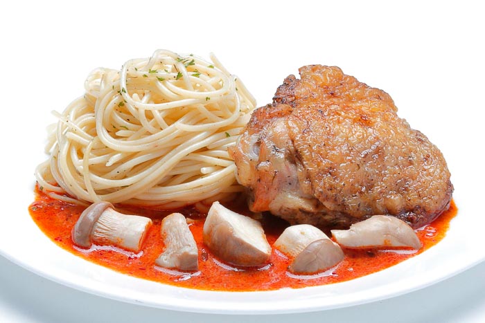 Roasted Chicken Tom Yum Sauce & Spaghetti